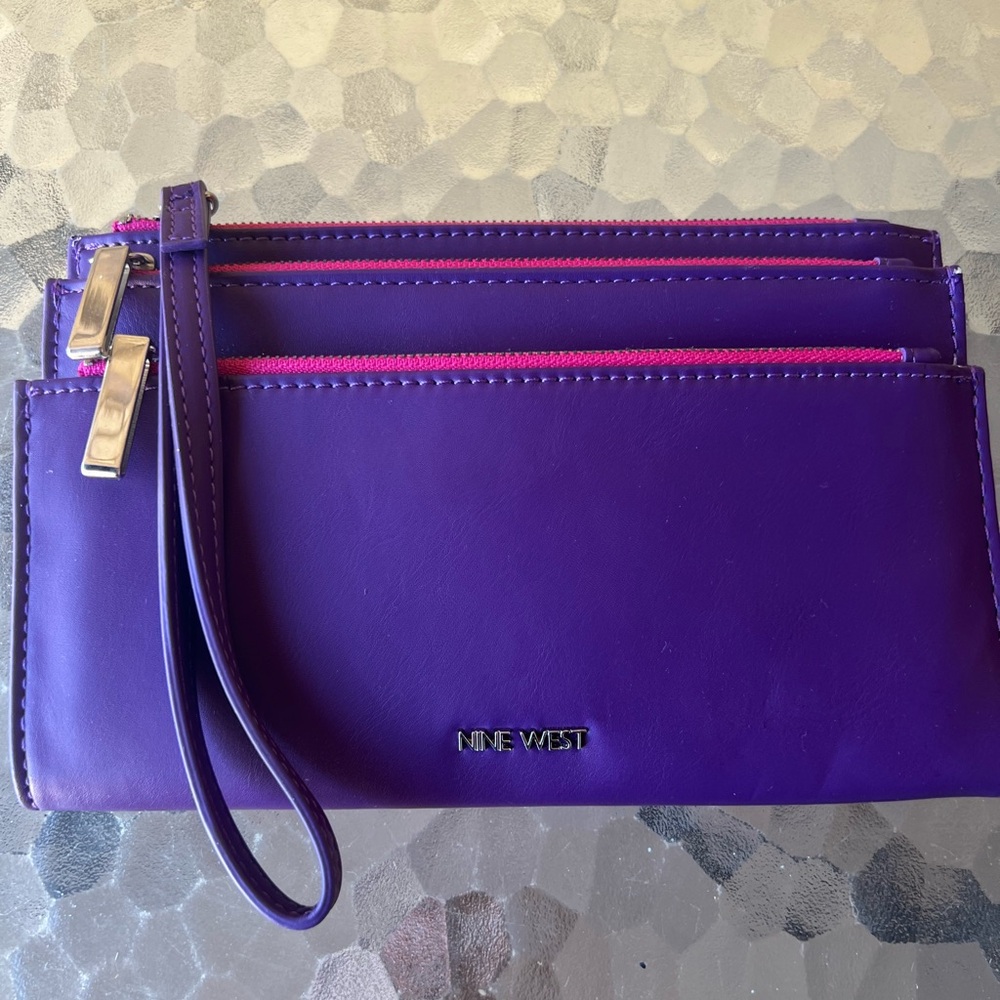 Nine West Purple Clutch Wristlet with Modern Design